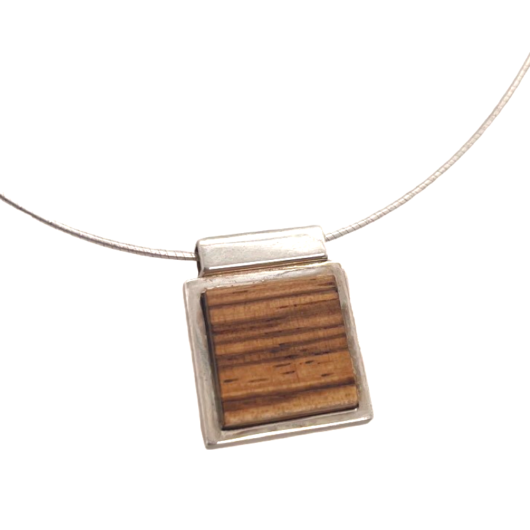 Small Zebrawood Square Necklace