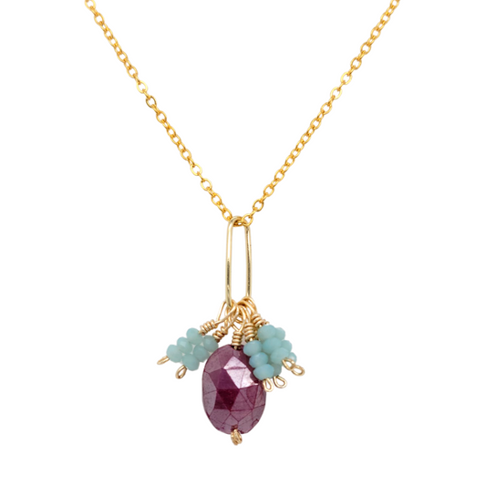 Ruby Moonstone Necklace