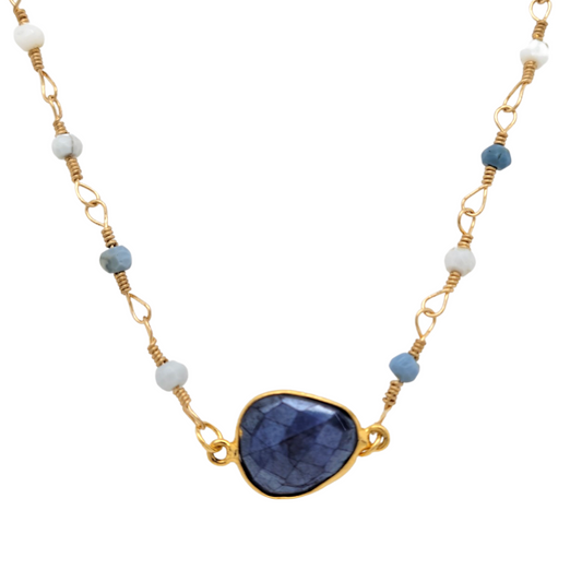 Blue Opal Facet Necklace