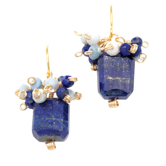Lapis Cluster Earrings