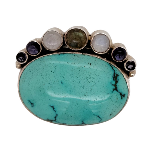 Turquoise gemstone brooch