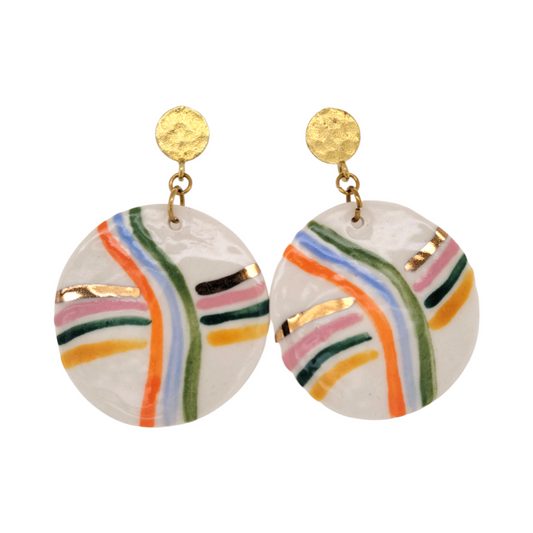 Rainbow Stripe Disk Earring