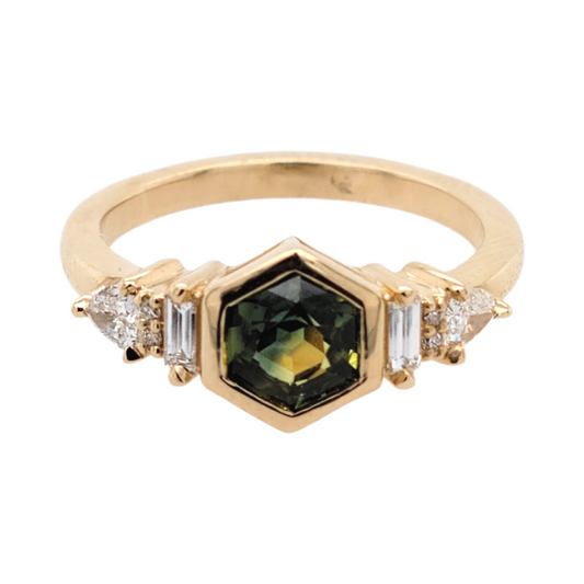 Sapphire Hexagon Engagement Ring