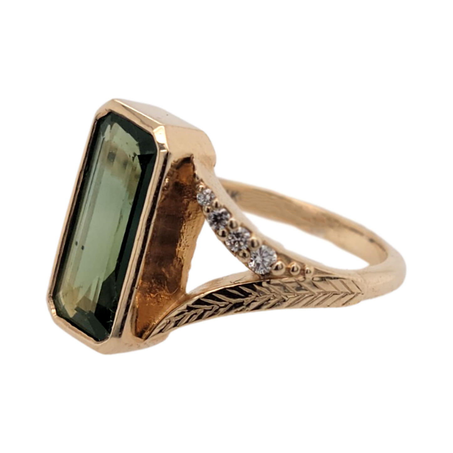 Elongated Green Sapphire Ring