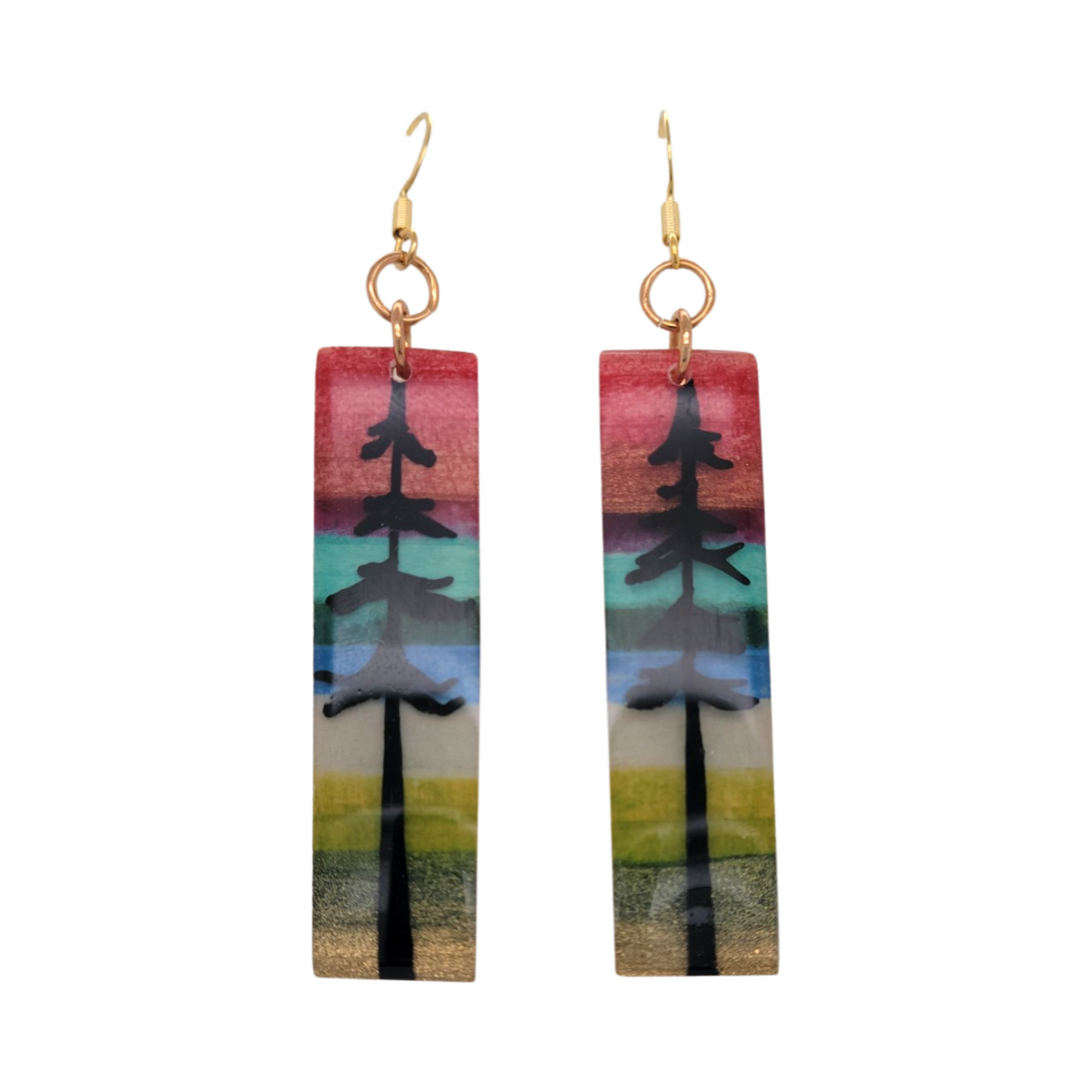 Watercolour Tree Earrings (Multiple Colours)